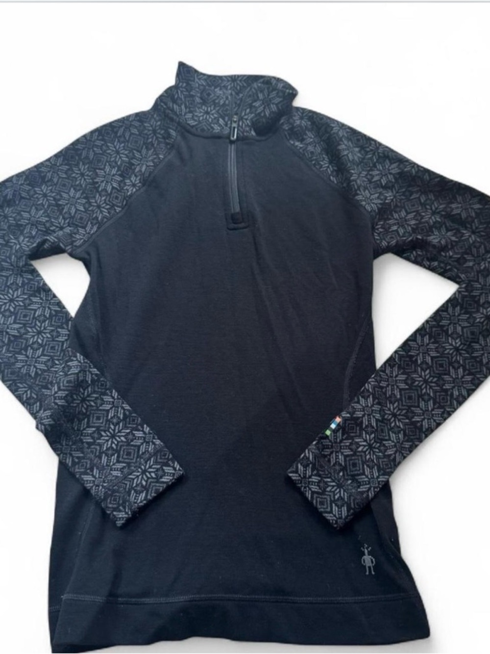 Smartwool Black and Gray Patterned Zip-Up Jacket women’s size XS